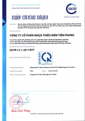 GCN Hợp quy Quacert- Phụ tùng nhựa polyvinyl clorua không hóa dẻo (PVC-U)